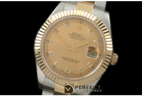 R41DJT00126 SS/YG Oyster Fluted Gold Diam Asian 2836