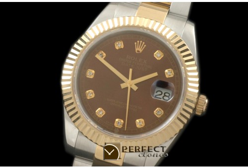 R41DJT00125 SS/YG Oyster Fluted Brown Diam Asian 2836