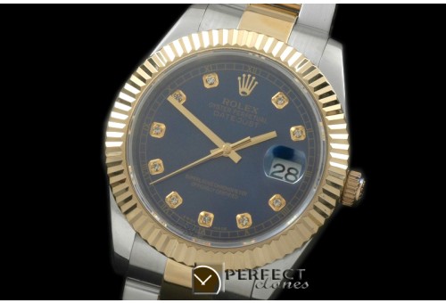R41DJT00124 SS/YG Oyster Fluted Blue Diam Asian 2836