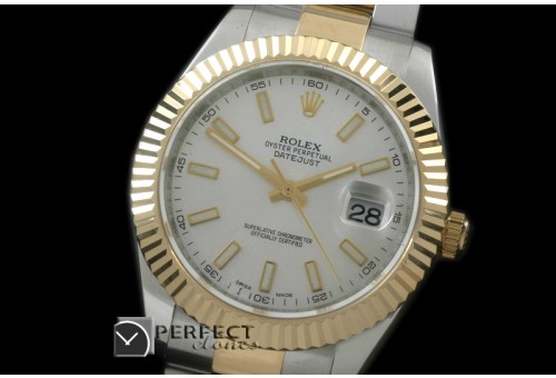 R41DJT00101 SS/YG Oyster Fluted White Sticks Asian 2836