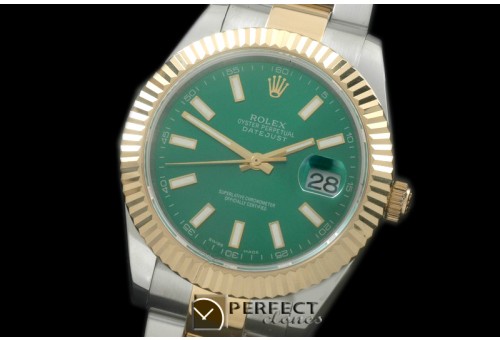 R41DJT00107 SS/YG Oyster Fluted Green Sticks Asian 2836