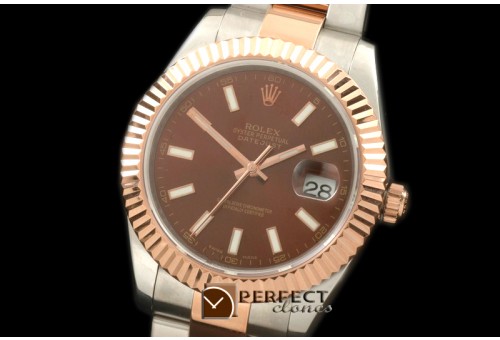 R41DJTR00107 SS/RG Oyster Fluted Brown Sticks Asian 2836