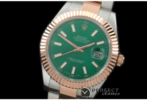 R41DJTR00108 SS/RG Oyster Fluted Green Sticks Asian 2836