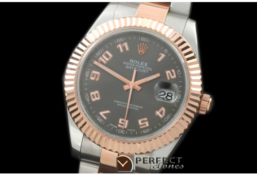 R41DJTR00164 SS/RG Oyster Fluted Grey Num Asian 2836