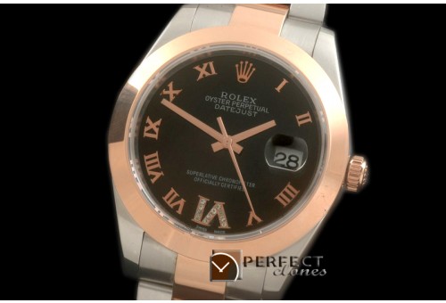 R41DJTR00222 SS/RG Oyster Smooth Black Roman Asian 2836