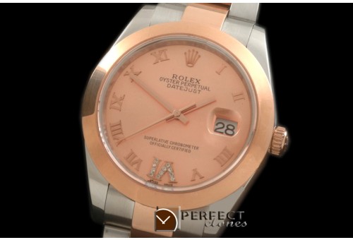 R41DJTR00225 SS/RG Oyster Smooth R-Gold Roman Asian 2836