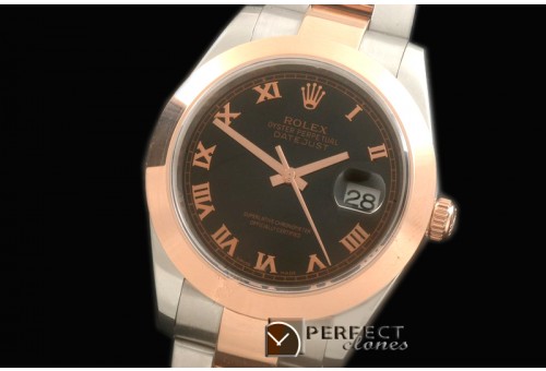 R41DJTR00242 SS/RG Oyster Smooth Black Roman Asian 2836
