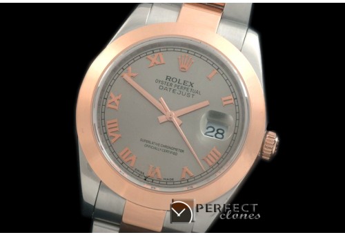 R41DJTR00244 SS/RG Oyster Smooth Grey Roman Asian 2836