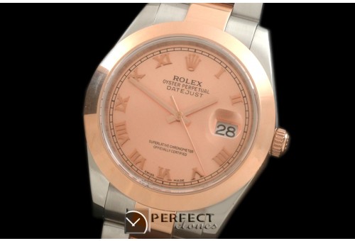 R41DJTR00247 SS/RG Oyster Smooth R-Gold Roman Asian 2836