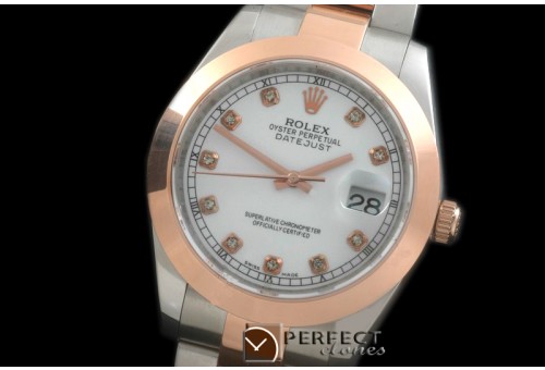 R41DJTR00251 SS/RG Oyster Smooth P-White Diam Asian 2836