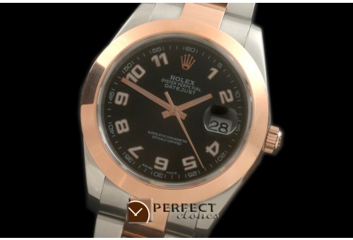 R41DJTR00273 SS/RG Oyster Smooth Black Num Asian 2836
