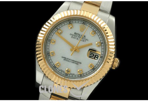 0 RL41DJ-18K-136 116333 M-Wht Diamond TT Swiss 2836