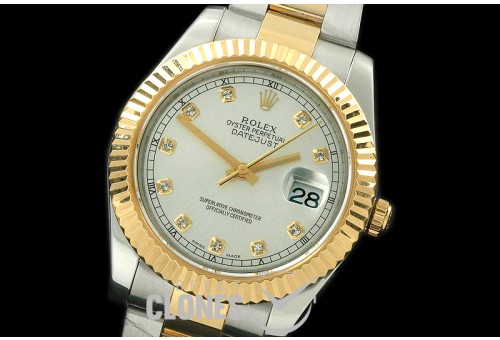 0 RL41DJ-18K-132 116333 Silver Diamond TT Swiss 2836