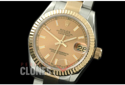 RDJMT08055 SS/YG Oyster/Fluted Gold Sticks Asian 2836