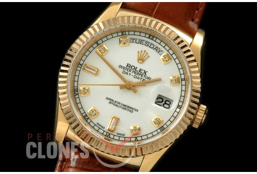 RLDDF60121L DayDate Fluted Silver Diam YG/LE Asian 2813