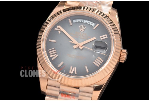 0.0 0 0 0 R40DDR00539 QF Extra Weighted Daydate 40mm 228238 904 Steel RG/RG Fluted Bez Slate Ombre Roman VR 3255