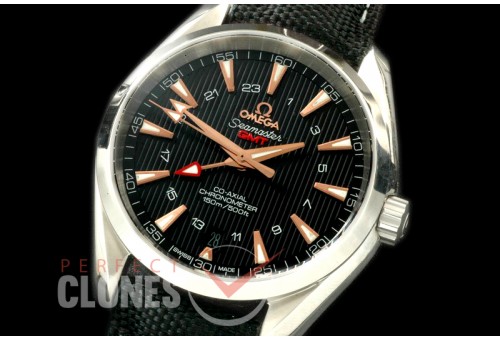 OMAT41-165L Aqua Terra GMT SS/LE Black A-2836