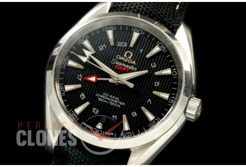 OMAT41-164L Aqua Terra GMT SS/LE Black A-2836