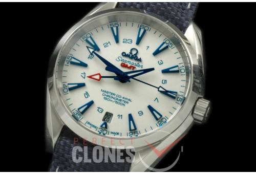 OMAT41-162L Aqua Terra GMT SS/LE White A-2836