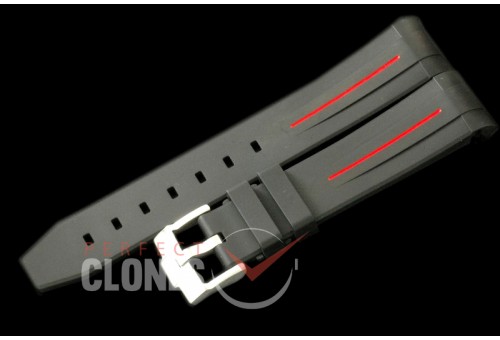 RLRU00203 Rubber B Black/Red Rubber Strap 20/18 with Insignia Buckle 