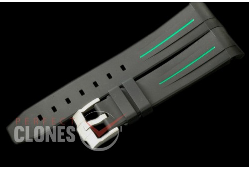 RLRU00202 Rubber B Black/Green Rubber Strap 20/18 with Insignia Buckle 