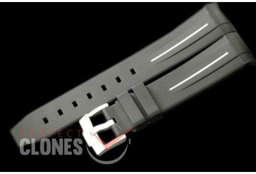 RLRU00201 Rubber B Black/White Rubber Strap 20/18 with Insignia Buckle