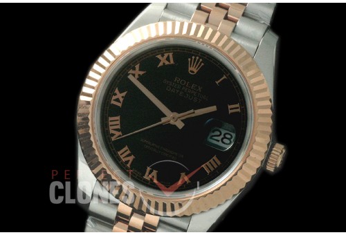 R41DJTR-823 126331 SS/RG Fluted/Jubilee Black Roman SA 3235