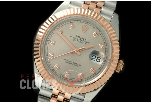 R41DJTR-814 126331 SS/RG Fluted/Jubilee Light Grey Diam SA 3235