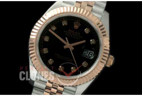 R41DJTR-813 126331 SS/RG Fluted/Jubilee Black Diam SA 3235