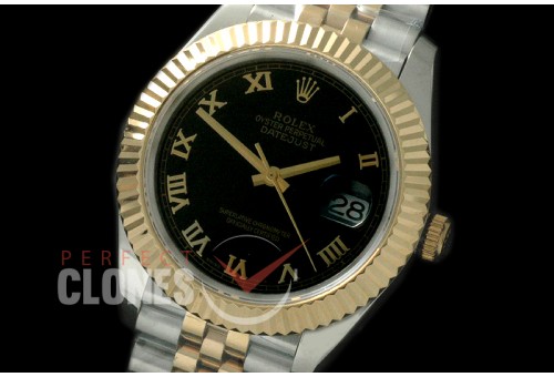 R41DJT-823 126333 SS/YG Fluted/Jubilee Black Roman SA 3235