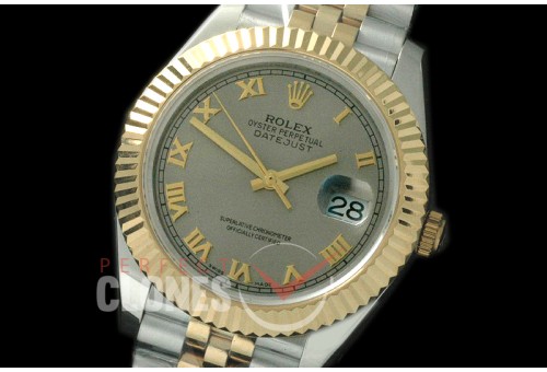 R41DJT-824 126333 SS/YG Fluted/Jubilee Light Grey Roman SA 3235