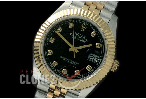 R41DJT-813 126333 SS/YG Fluted/Jubilee Black Diam SA 3235