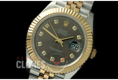 R41DJT-815 126333 SS/YG Fluted/Jubilee Dark Grey Diam SA 3235