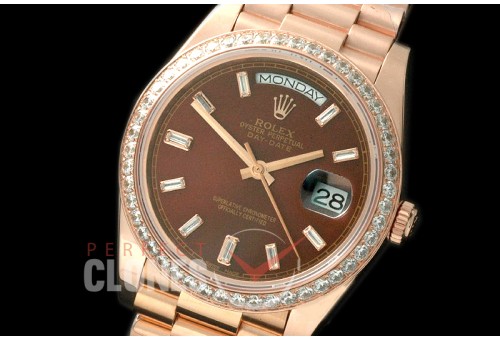 R40DD-18K-254 228345RBR RG/RG Diam Bezel Brown Glazier Swiss 2836