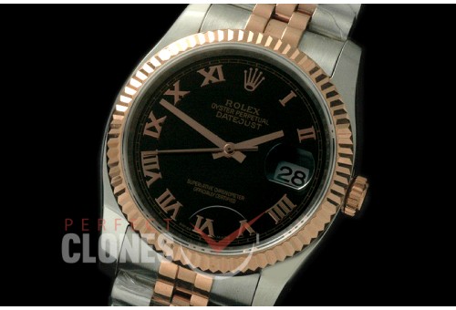 R36DJTR-722 116231 SS/RG Fluted/Jubilee Black Roman SA 3135