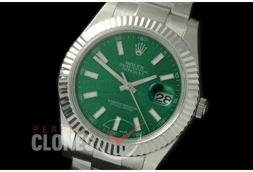 R41DJS-708 116334 SS/SS Fluted/Oyster Green Sticks SA 3136