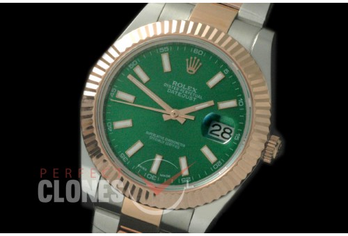 R41DJTR-708 116331 SS/RG Fluted/Oyster Green Sticks SA 3136