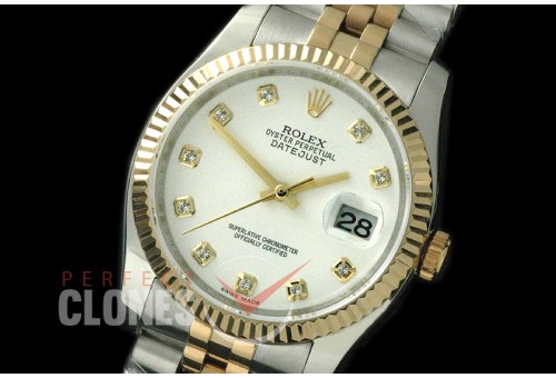 R36DJT-711 116233 SS/YG Fluted/Jubilee White Diam SA 3135