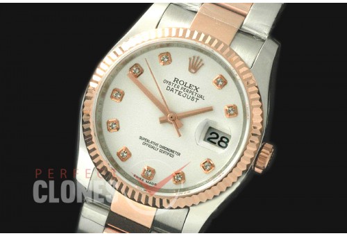 R36DJTR-761 116231 SS/RG Fluted/Oyster White Diam SA 3135