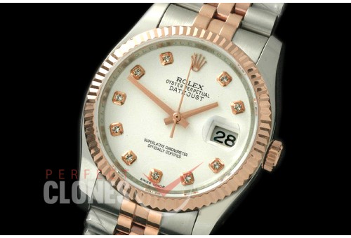 R36DJTR-711 116231 SS/RG Fluted/Jubilee White Diam SA 3135