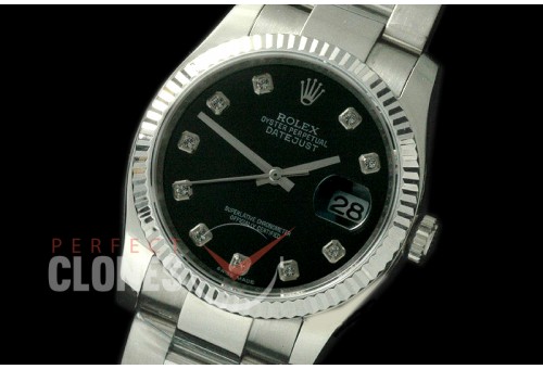 R36DJS-762 116234 SS/SS Fluted/Oyster Black Diam SA 3135