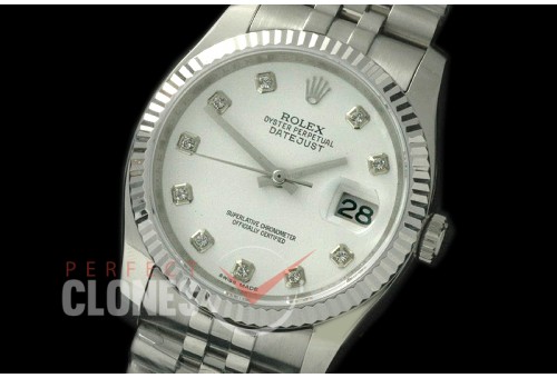 R36DJS-711 116234 SS/SS Fluted/Jubilee White Diam SA 3135