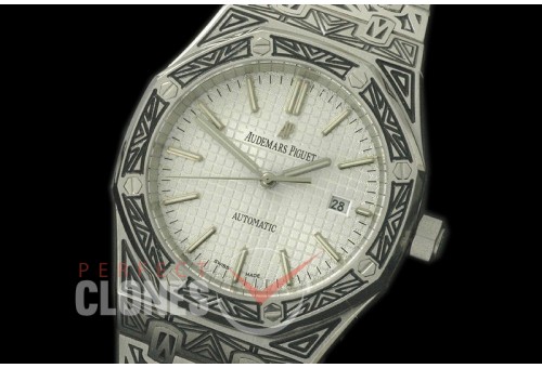 AP15400-901 AP15400 Royal Oak Special Ornamental Engraved Edition SS/SS White Miyota 8215