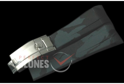 RLRU10021 Rubber B Camo Black Rubber Strap 20/18 with Insignia Clasp 