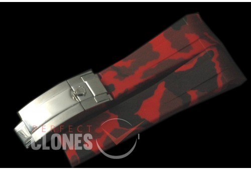 RLRU10024 Rubber B Camo Black Rubber Strap 20/18 with Insignia Clasp 