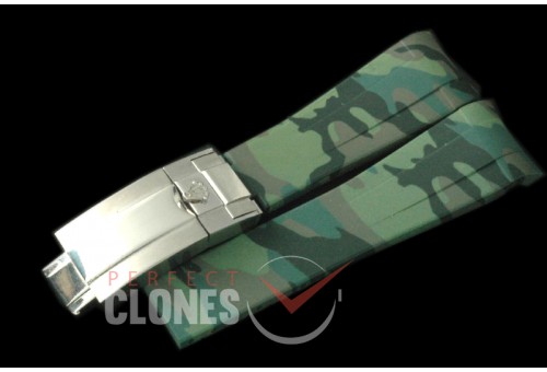 RLRU10022 Rubber B Camo Green Rubber Strap 20/18 with Insignia Clasp 
