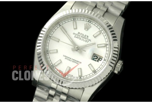 R36DJS-701 116234 SS/SS Fluted/Jubilee White Sticks SA 3135