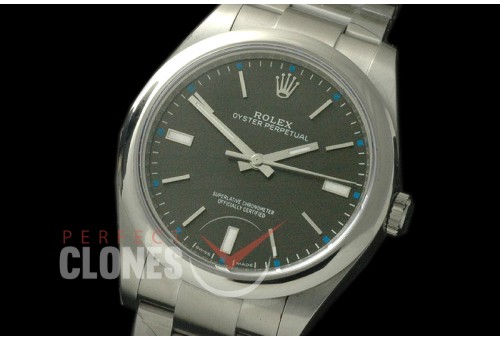 RLOY00021S BP Osyter Perpetual 114300 SS/SS Dark Rhodium Grey SA 3132