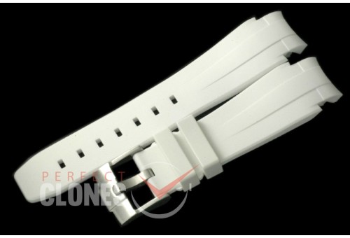 RLRU00291 Rubber B White Rubber Strap 20/18 With Integrated Block c/w Insignia Buckle