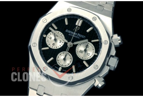 0AP00187 Royal Oak Chronograph SS/SS Black Sticks A-7750